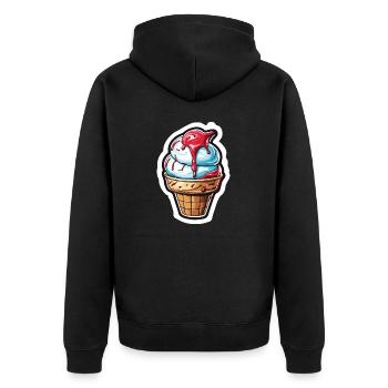 Eis / Ice Cream / Sommer / Sonne / Waffel - Unisex Premium Bio Zip Hoodie - Schwarz - Hinten - Nico (187cm)