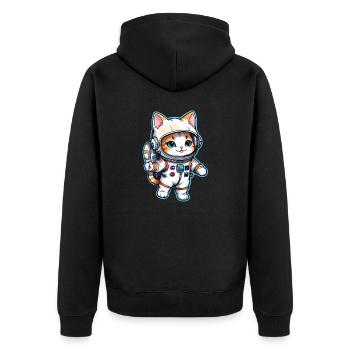 Astronaut Cat - Space - Unisex Premium Organic Zip Hoodie - black - Back - Nico (187cm)