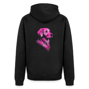 Golden Retriever Zeichnung Kopf pink - Unisex Premium Bio Zip Hoodie - Schwarz - Hinten - Nico (187cm)