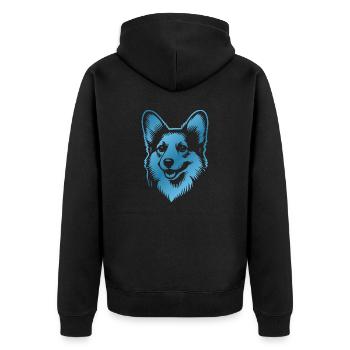 Corgi Drawing Dog Head - Unisex Premium Organic Zip Hoodie - black - Back - Nico (187cm)
