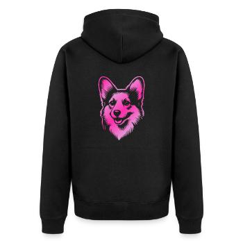 Corgi dessin tête de chien rose - Veste à capuche bio Premium Unisexe - noir - Dos - Nico (187cm)