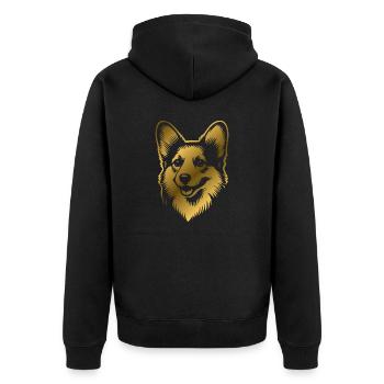 Corgi dessin tête de chien or - Veste à capuche bio Premium Unisexe - noir - Dos - Nico (187cm)