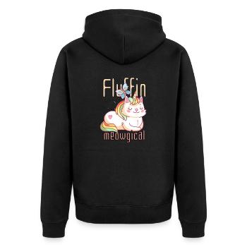 Fluffin Meowgical - Unisex Premium Bio Zip Hoodie - Schwarz - Hinten - Nico (187cm)