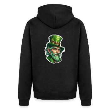 Leprechaun / Leprechaun / Vert / Gingembre / Irlande - Veste à capuche bio Premium Unisexe - noir - Dos - Nico (187cm)