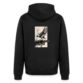 free bird - Unisex Premium Bio Zip Hoodie - Schwarz - Hinten - Nico (187cm)
