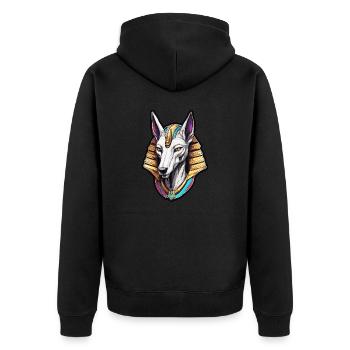 Ägypten / Pharao / Mumien / Hieroglyphen / Sphinx - Unisex Premium Bio Zip Hoodie - Schwarz - Hinten - Nico (187cm)