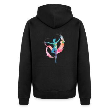 femme, gymnaste, rsg, gymnastique, illustration, aquarelle - Veste à capuche bio Premium Unisexe - noir - Dos - Nico (187cm)