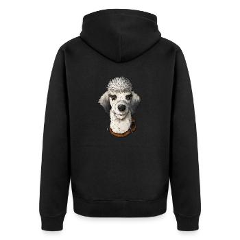 Ida - Unisex Premium Organic Zip Hoodie - black - Back - Nico (187cm)