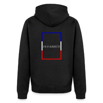 France France, Lettrage de déclaration avec drapeau - Veste à capuche bio Premium Unisexe - noir - Dos - Nico (187cm)