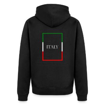 Italy, Italy Statement Lettering with Flag - Unisex Premium Organic Zip Hoodie - black - Back - Nico (187cm)