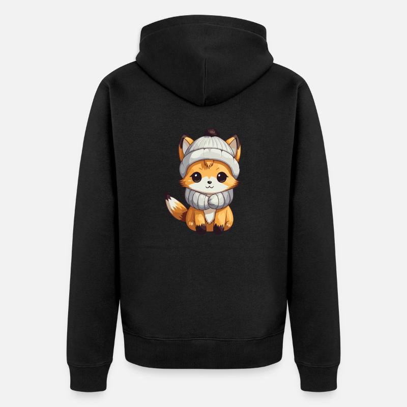 Fox Winter Comic - Unisex Premium Organic Zip Hoodie - black