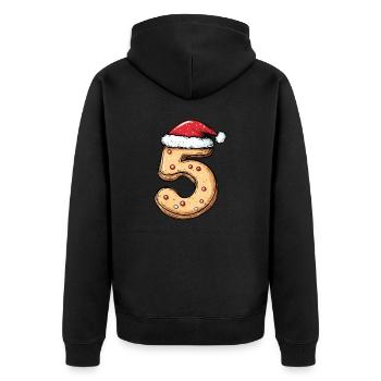 5 Zahl Weihnachten Keks - Unisex Premium Bio Zip Hoodie - Schwarz - Hinten - Nico (187cm)