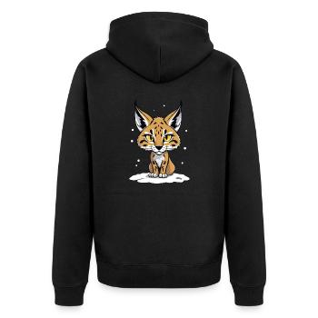 Süßer kleiner Luchs - Unisex Premium Bio Zip Hoodie - Schwarz - Hinten - Nico (187cm)
