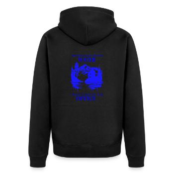 Angler-Spruch - Unisex Premium Bio Zip Hoodie - Schwarz - Hinten - Nico (187cm)