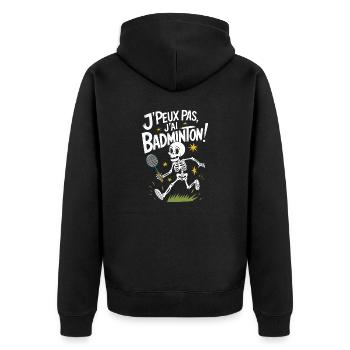 J'peux pas j'ai Badminton - Veste à capuche bio Premium Unisexe - noir - Dos - Nico (187cm)