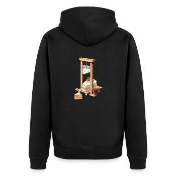 Guillotine "Let Them Eat Cake" - Unisex Premium Bio Zip Hoodie - Schwarz - Hinten - Nico (187cm)