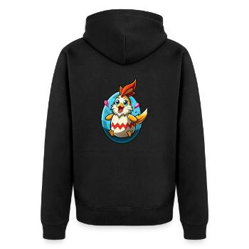 Happy Easter - Easter Chicken - Easter Egg - Gift - Unisex Premium Organic Zip Hoodie - black - Back - Nico (187cm)