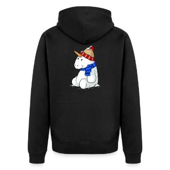 dessin animé licorne bonhomme de neige - Veste à capuche bio Premium Unisexe - noir - Dos - Nico (187cm)