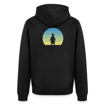 Retro Grün Pinguin - Unisex Premium Bio Zip Hoodie - Schwarz - Hinten - Nico (187cm)