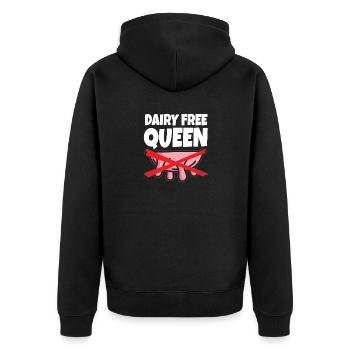 Lait d’avoine Queen sans produits laitiers intolérance au lactose - Veste à capuche bio Premium Unisexe - noir - Dos - Nico (187cm)