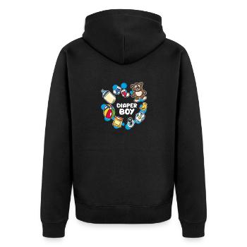 Couche Garçon ABDL Ageplay Adulte Bébé Petit - Veste à capuche bio Premium Unisexe - noir - Dos - Nico (187cm)