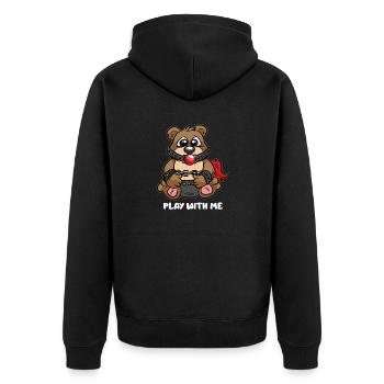 Spiel Mit Mir BDSM Teddybär Bondage Sklave - Unisex Premium Bio Zip Hoodie - Schwarz - Hinten - Nico (187cm)
