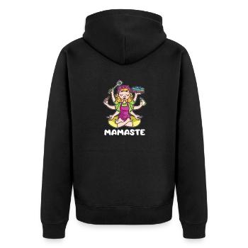 Mamaste Mama Mother Yoga Pose - Unisex Premium Organic Zip Hoodie - black - Back - Nico (187cm)