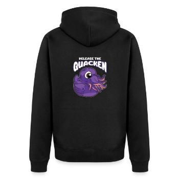 Lassen Sie die Quacken Octopus Quietscheente los - Unisex Premium Bio Zip Hoodie - Schwarz - Hinten - Nico (187cm)