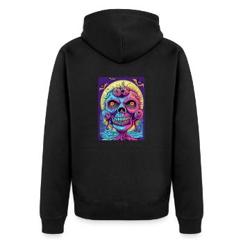 Visage de sorcière zombie coloré effrayant - Veste à capuche bio Premium Unisexe - noir - Dos - Nico (187cm)