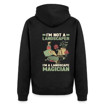 Landschaftsbau Landschaftsgärtner Gärtner Geschenk - Unisex Premium Bio Zip Hoodie - Schwarz - Hinten - Nico (187cm)