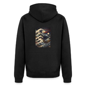Peinture d’illustration d’art japonais - Veste à capuche bio Premium Unisexe - noir - Dos - Nico (187cm)