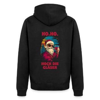Weihnachtsmann Wein lustiger Spruch - Unisex Premium Bio Zip Hoodie - Schwarz - Hinten - Nico (187cm)