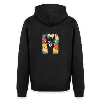 Rétro Lama Alpaga avec Lunettes de Soleil Lama Alpaka - Veste à capuche bio Premium Unisexe - noir - Dos - Nico (187cm)