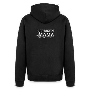 HASEN MAMA GESCHENK - Unisex Premium Bio Zip Hoodie - Schwarz - Hinten - Nico (187cm)
