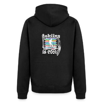 Skifahrer ist cool, aufgerolltes Design mit Skiern - Unisex Premium Bio Zip Hoodie - Schwarz - Hinten - Nico (187cm)