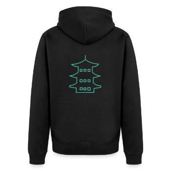 Temple japonais turquoise - Veste à capuche bio Premium Unisexe - noir - Dos - Nico (187cm)