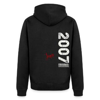 18. Geburtstag Geschenk Mann Original Juni 2007 - Unisex Premium Bio Zip Hoodie - Schwarz - Hinten - Nico (187cm)