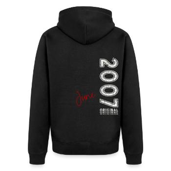 18. Geburtstag Geschenk Mann Original Juni 2007 - Unisex Premium Bio Zip Hoodie - Schwarz - Hinten - Nico (187cm)