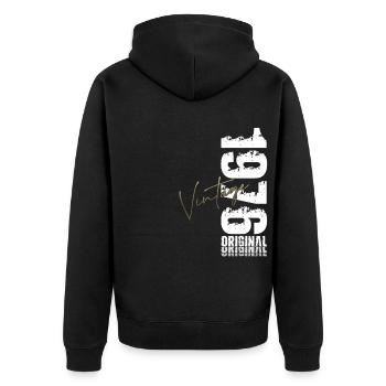 49. Geburtstag Original Jahrgang 1976 - Unisex Premium Bio Zip Hoodie - Schwarz - Hinten - Nico (187cm)