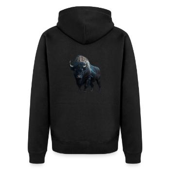 Bison buffle noir avec la foudre et le tonnerre fort - Veste à capuche bio Premium Unisexe - noir - Dos - Nico (187cm)
