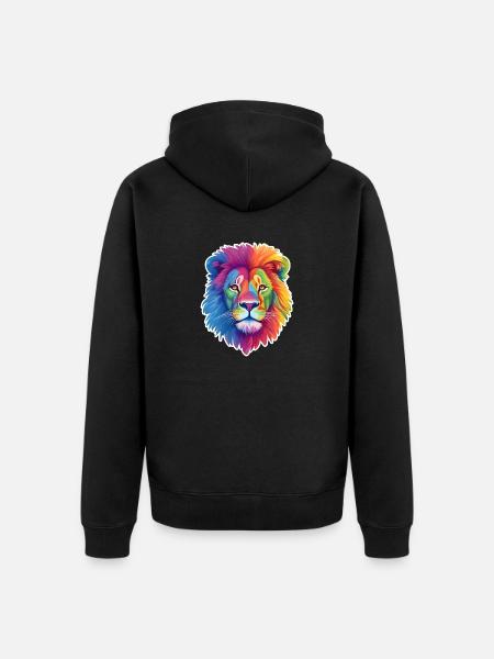 Rainbow Lion - Unisex Premium Organic Zip Hoodie - black