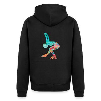 Eiskunstlauf PopArt - Unisex Premium Bio Zip Hoodie - Schwarz - Hinten - Nico (187cm)