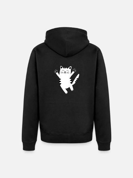 cat - Unisex Premium Organic Zip Hoodie - black