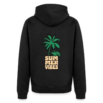 Summer Vibes Palme - Unisex Premium Bio Zip Hoodie - Schwarz - Hinten - Nico (187cm)