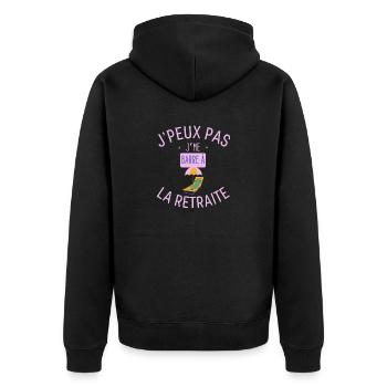 J peux pas j me barre à la retraite - Veste à capuche bio Premium Unisexe - noir - Dos - Nico (187cm)
