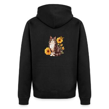 Chats et tournesols papillon - Veste à capuche bio Premium Unisexe - noir - Dos - Nico (187cm)
