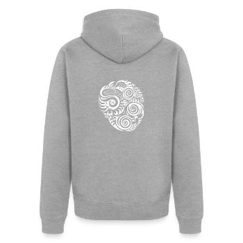 Authentische Maori Tattoo Kunst Tinteneinblick - Unisex Premium Bio Zip Hoodie - Grau meliert - Hinten - Nico (187cm)