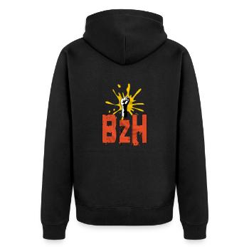 shirt britain - Unisex Premium Organic Zip Hoodie - black - Back - Nico (187cm)