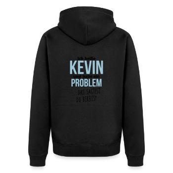 Kevin + Problem - Unisex Premium Bio Zip Hoodie - Schwarz - Hinten - Nico (187cm)