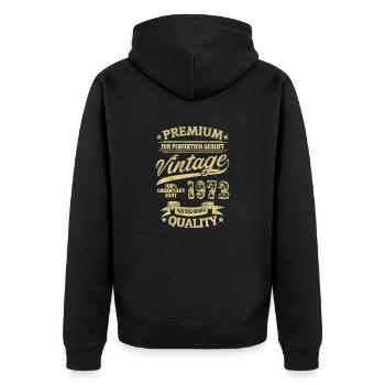 Geburtstag 1972 - Unisex Premium Bio Zip Hoodie - Schwarz - Hinten - Nico (187cm)